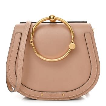 CHLOE Calfskin Suede Small Nile Bracelet Bag Biscotti Beige 